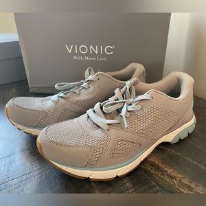 656 Vionic Womens Drift Tokyo Leisure Sneakers Grey Gray Blue Size 8.5 US